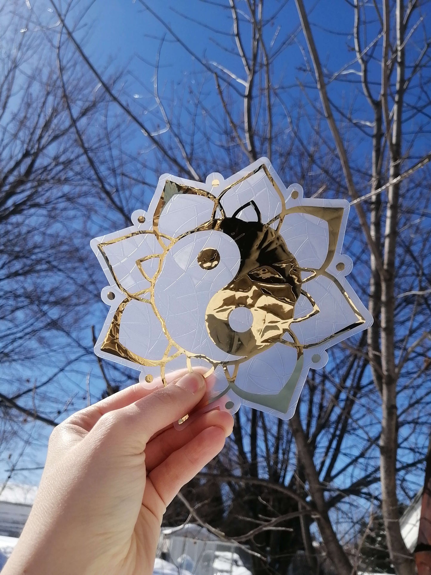 Yin yang sticker suncatcher