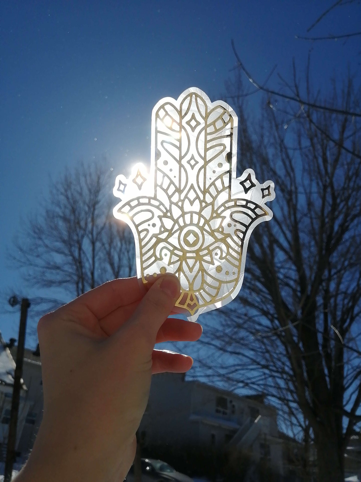 Hamsa hand sticker suncatcher