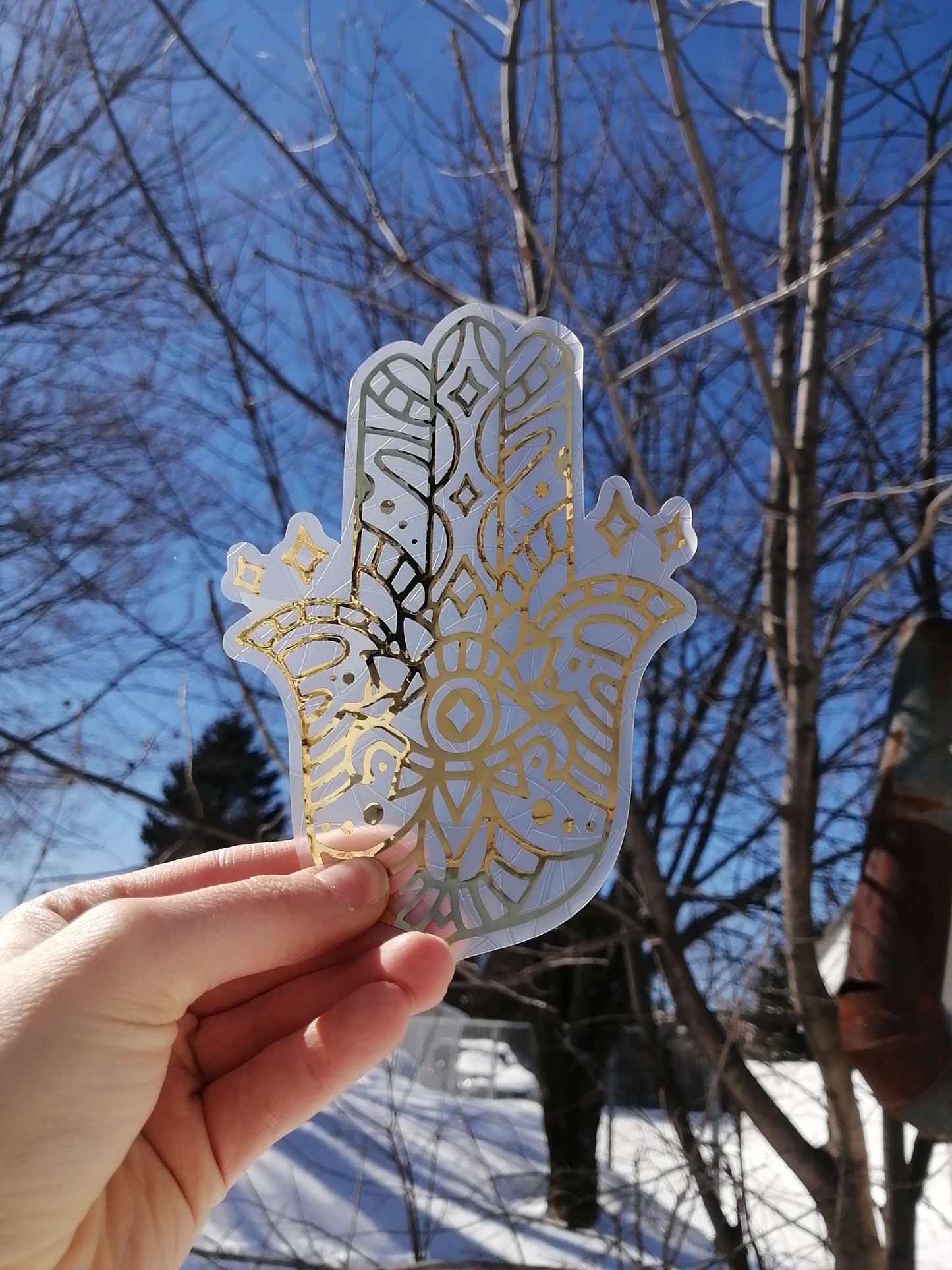 Hamsa hand sticker suncatcher
