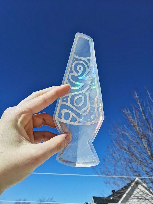 Lava lamp sticker suncatcher