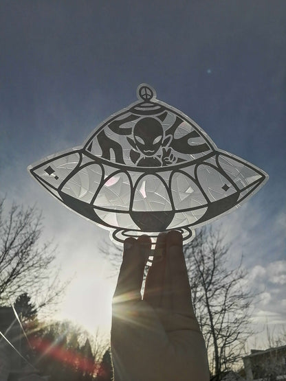 Alien sticker suncatcher