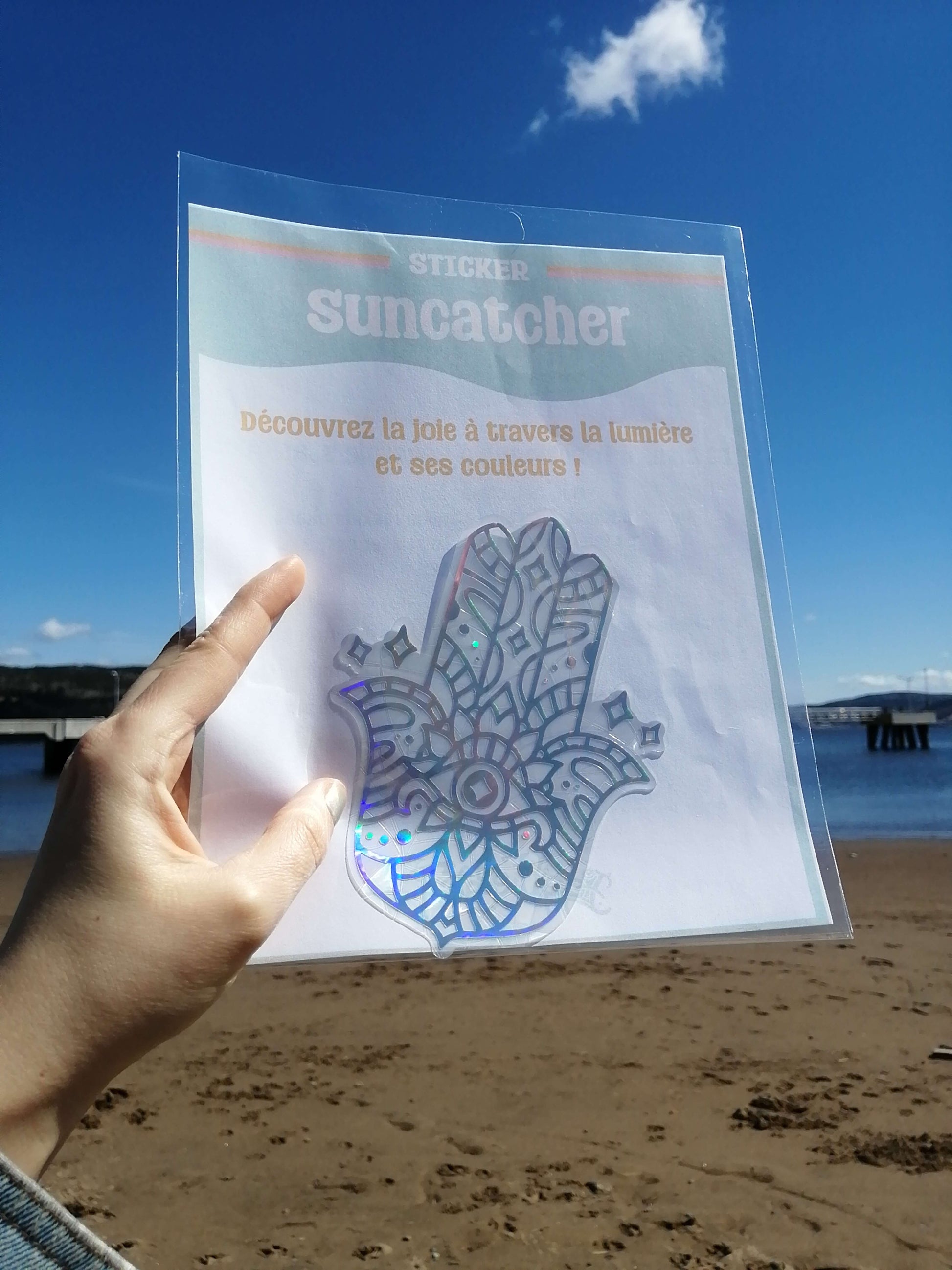 Hamsa hand sticker suncatcher